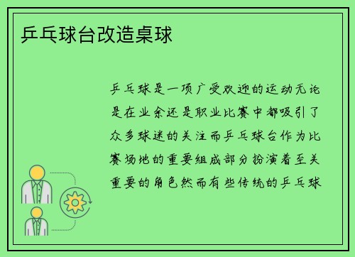 乒乓球台改造桌球