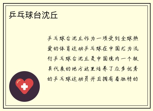 乒乓球台沈丘
