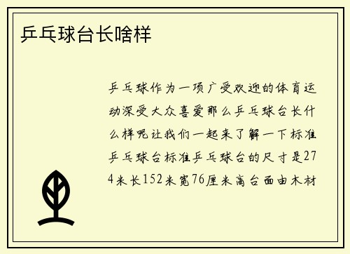 乒乓球台长啥样
