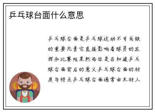 乒乓球台面什么意思