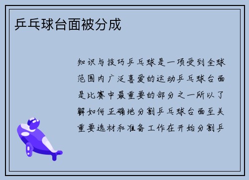 乒乓球台面被分成