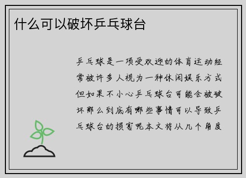 什么可以破坏乒乓球台