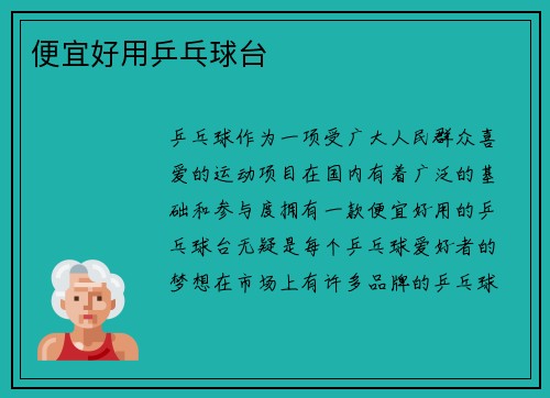 便宜好用乒乓球台